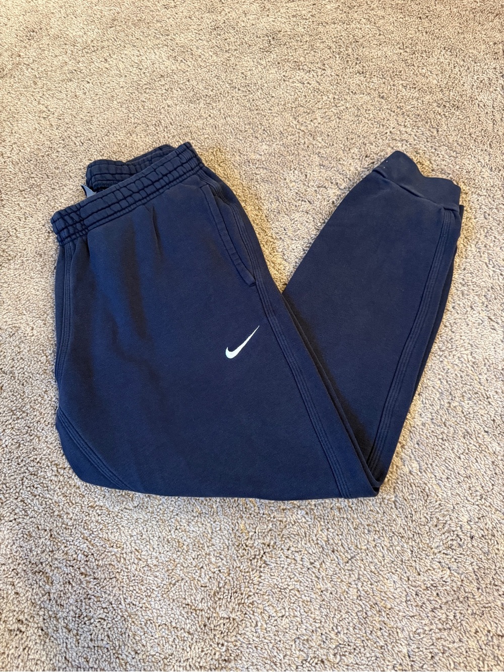 Nike Navy Jogger Sweatpants with White Swoosh